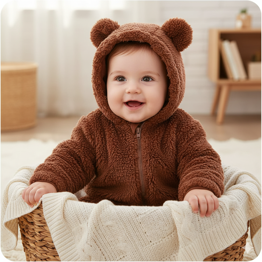 MeloBabe | Fluffy Hooded Romper with Ears