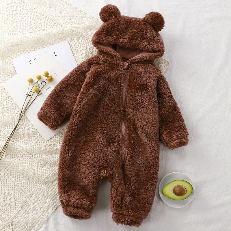 MeloBabe | Fluffy Hooded Romper with Ears